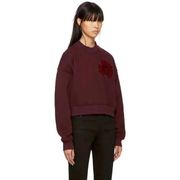 Alexander Wang Burgundy Oversized Cropped Vinyl Meltdown Sweatshirt - Picture 2 of 9